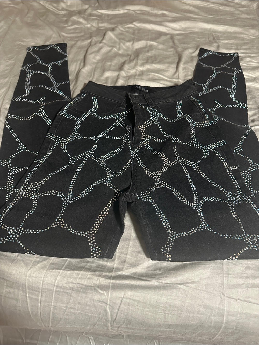 AKIRA Black Skinny Jeans with Silver Studded Web Pattern new no tags